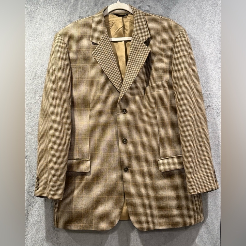 Brooks Brothers 46L Houndstooth Blazer Sport Coat 3 Button 100% Wool